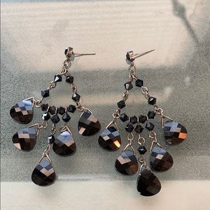 Chandelier Earrings - Black Crystal